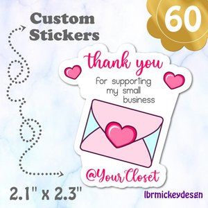 ♥️ 5x25 / 60 Thank You Stickers